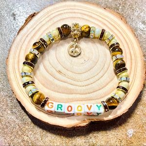 Gemstone stretch bracelet - groovy letters